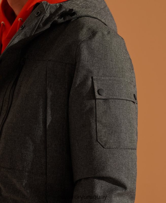 uy Superdry hombres parka de plumón impermeable gris DT2N8Z4681 ropa