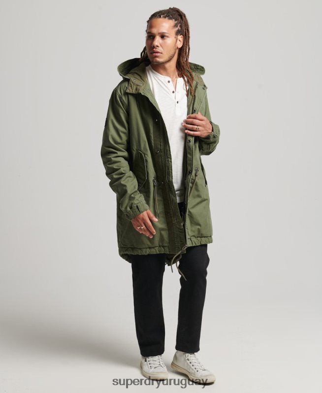 uy Superdry hombres parka estilo militar con cola de pez caqui DT2N8Z4517 ropa