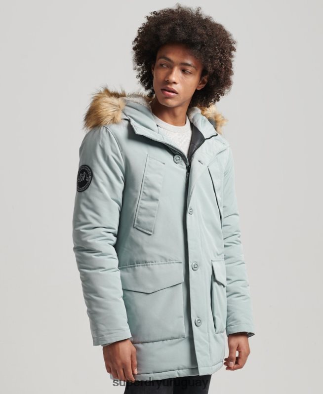 uy Superdry hombres parka everest de piel sintética con capucha azul claro DT2N8Z1007 ropa