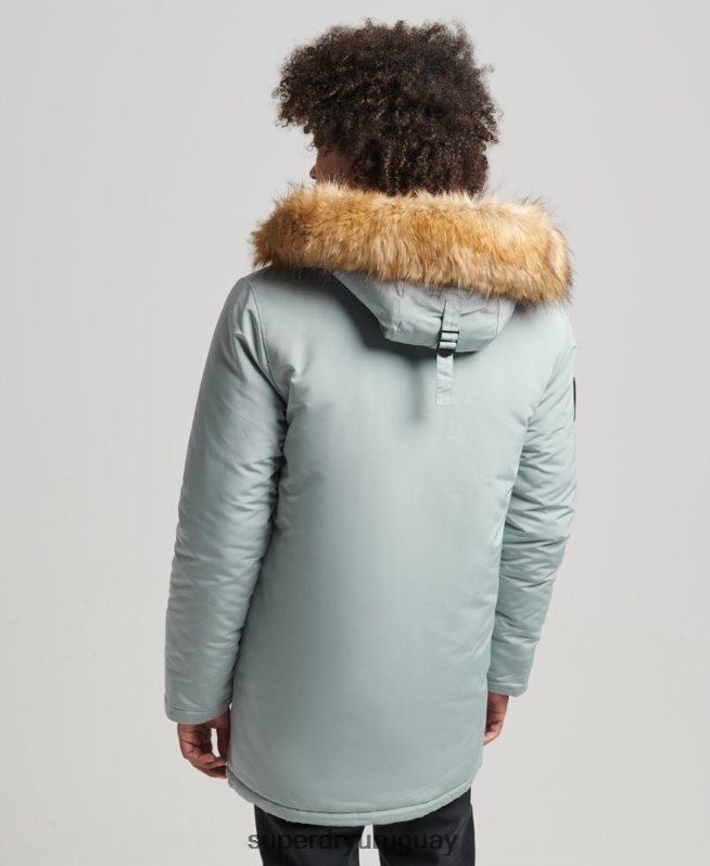 uy Superdry hombres parka everest de piel sintética con capucha azul claro DT2N8Z1007 ropa