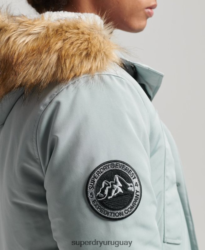 uy Superdry hombres parka everest de piel sintética con capucha azul claro DT2N8Z1007 ropa