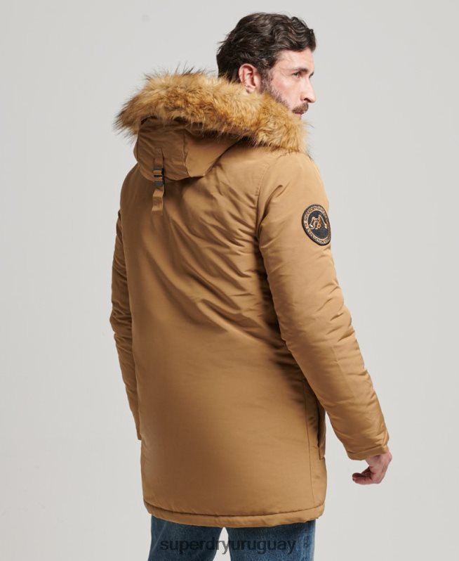 uy Superdry hombres parka everest de piel sintética con capucha marrón DT2N8Z1008 ropa