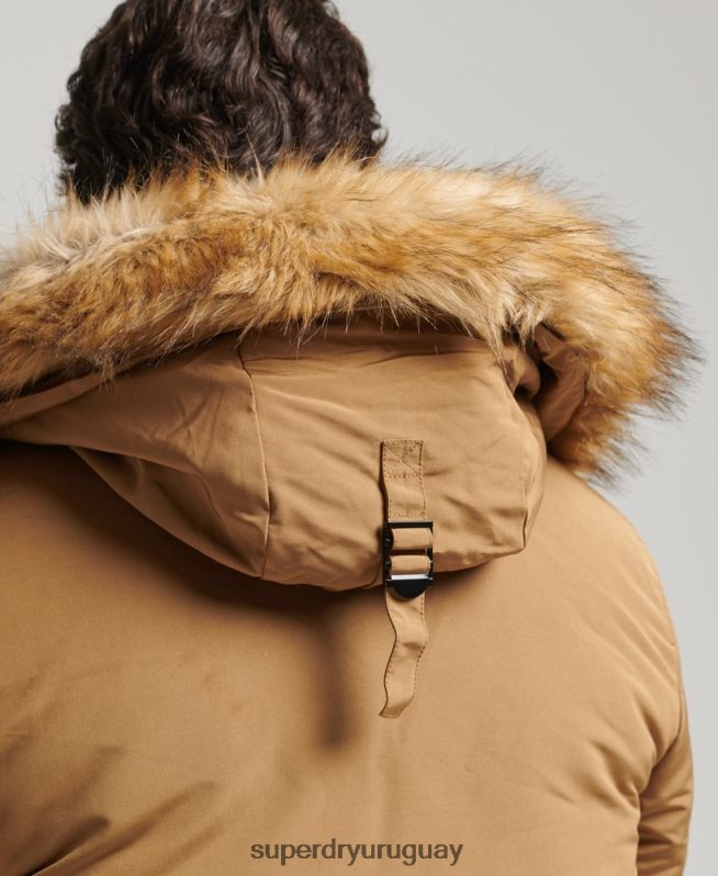 uy Superdry hombres parka everest de piel sintética con capucha marrón DT2N8Z1008 ropa