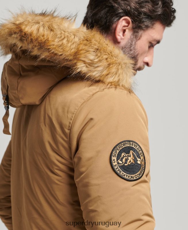 uy Superdry hombres parka everest de piel sintética con capucha marrón DT2N8Z1008 ropa