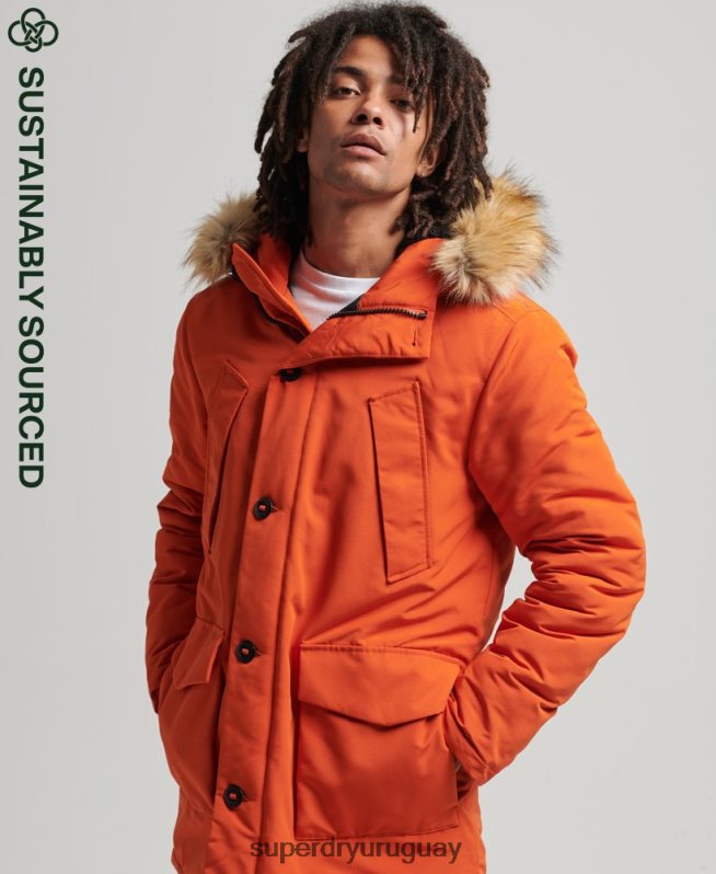 uy Superdry hombres parka everest de piel sintética con capucha naranja DT2N8Z1004 ropa