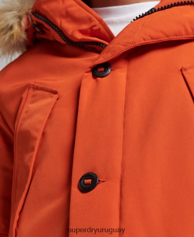 uy Superdry hombres parka everest de piel sintética con capucha naranja DT2N8Z1004 ropa