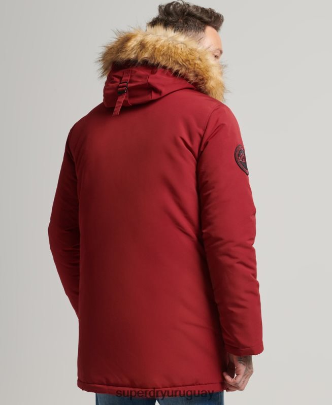 uy Superdry hombres parka everest de piel sintética con capucha rojo DT2N8Z1061 ropa