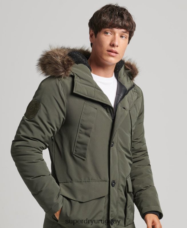 uy Superdry hombres parka everest de piel sintética con capucha verde DT2N8Z1006 ropa