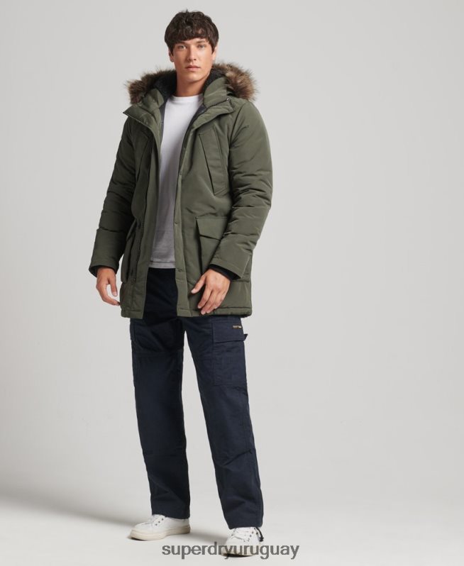 uy Superdry hombres parka everest de piel sintética con capucha verde DT2N8Z1006 ropa
