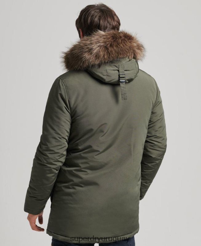 uy Superdry hombres parka everest de piel sintética con capucha verde DT2N8Z1006 ropa