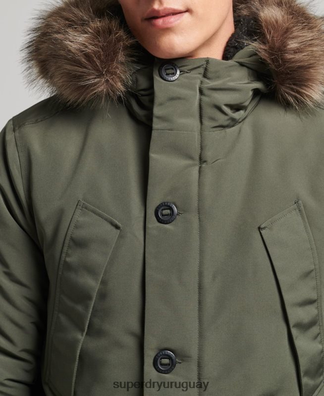 uy Superdry hombres parka everest de piel sintética con capucha verde DT2N8Z1006 ropa