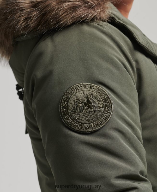uy Superdry hombres parka everest de piel sintética con capucha verde DT2N8Z1006 ropa