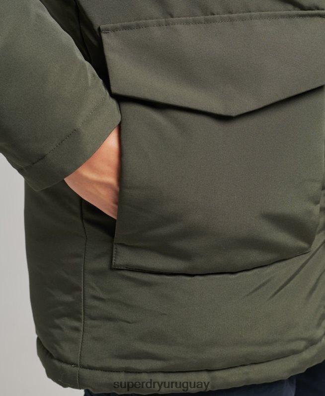 uy Superdry hombres parka everest de piel sintética con capucha verde DT2N8Z1006 ropa