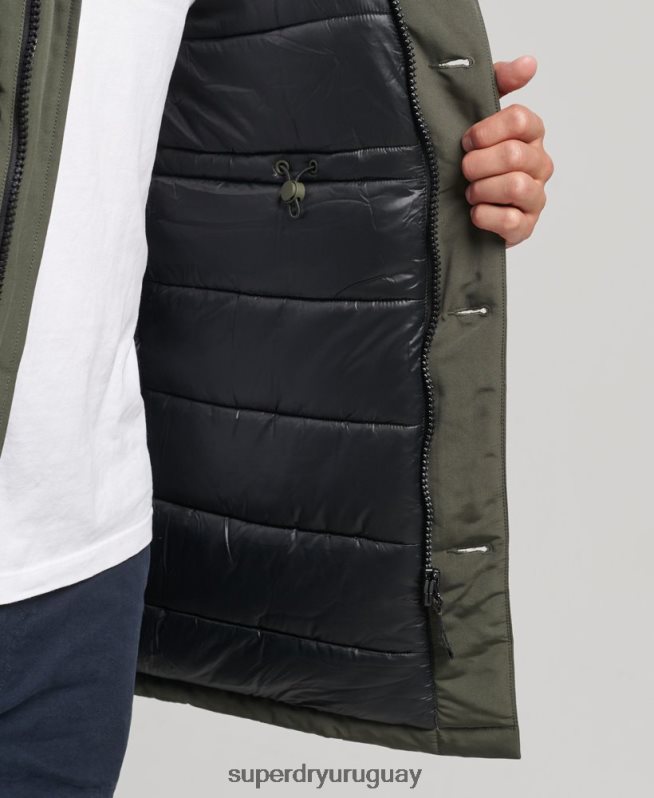 uy Superdry hombres parka everest de piel sintética con capucha verde DT2N8Z1006 ropa