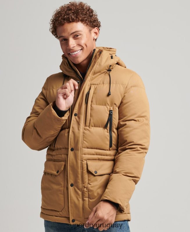 uy Superdry hombres parka expedición de microfibra marrón DT2N8Z4478 ropa