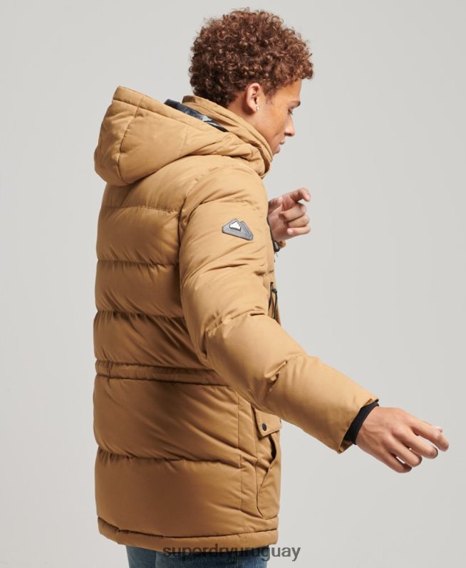 uy Superdry hombres parka expedición de microfibra marrón DT2N8Z4478 ropa