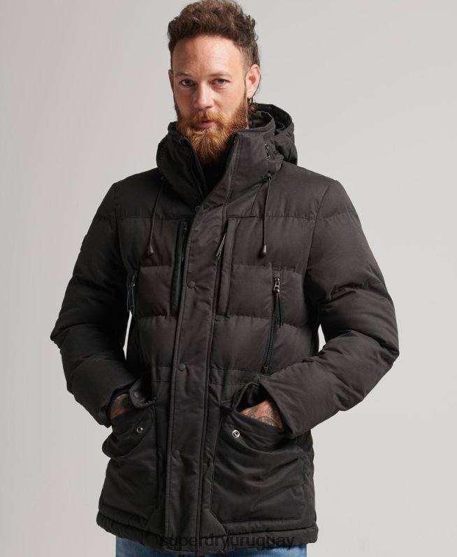 uy Superdry hombres parka expedición de microfibra negro DT2N8Z4557 ropa