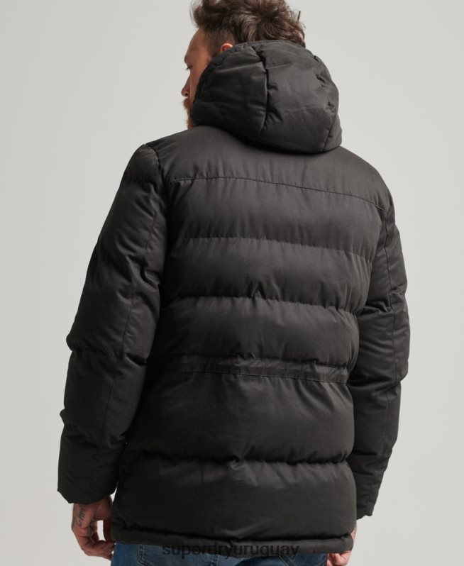 uy Superdry hombres parka expedición de microfibra negro DT2N8Z4557 ropa