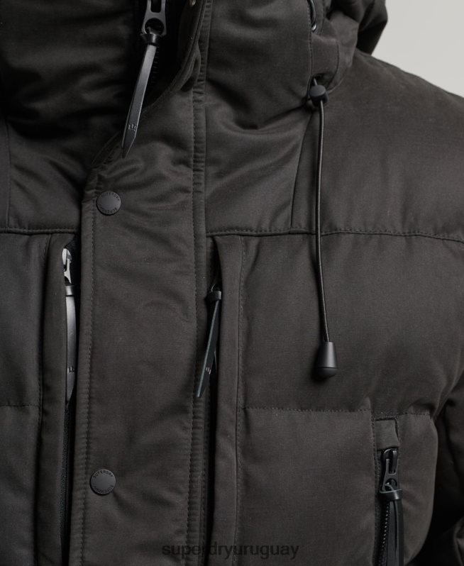 uy Superdry hombres parka expedición de microfibra negro DT2N8Z4557 ropa