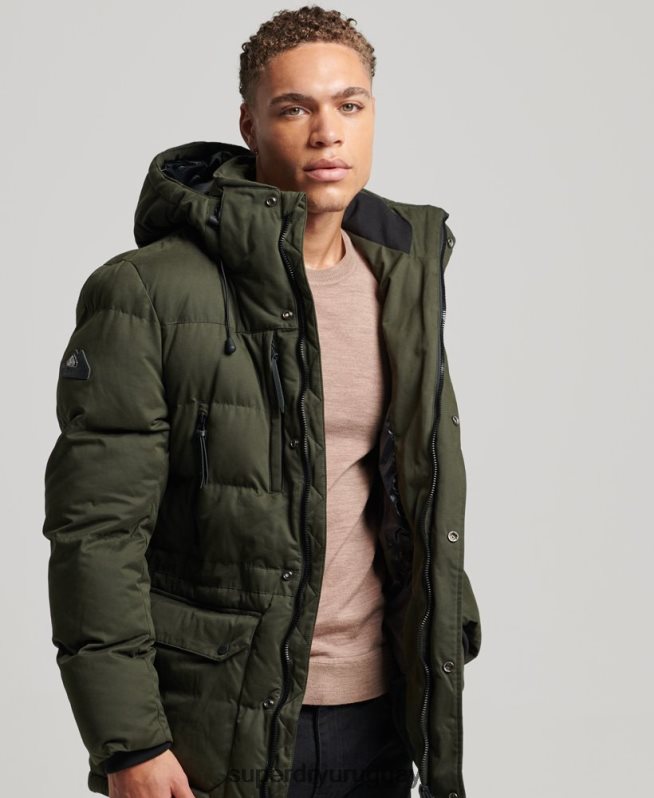 uy Superdry hombres parka expedición de microfibra verde DT2N8Z4448 ropa