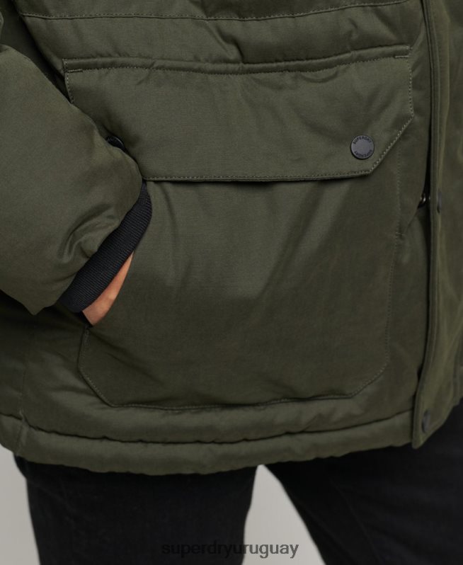 uy Superdry hombres parka expedición de microfibra verde DT2N8Z4448 ropa