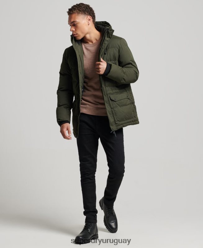 uy Superdry hombres parka expedición de microfibra verde DT2N8Z4448 ropa