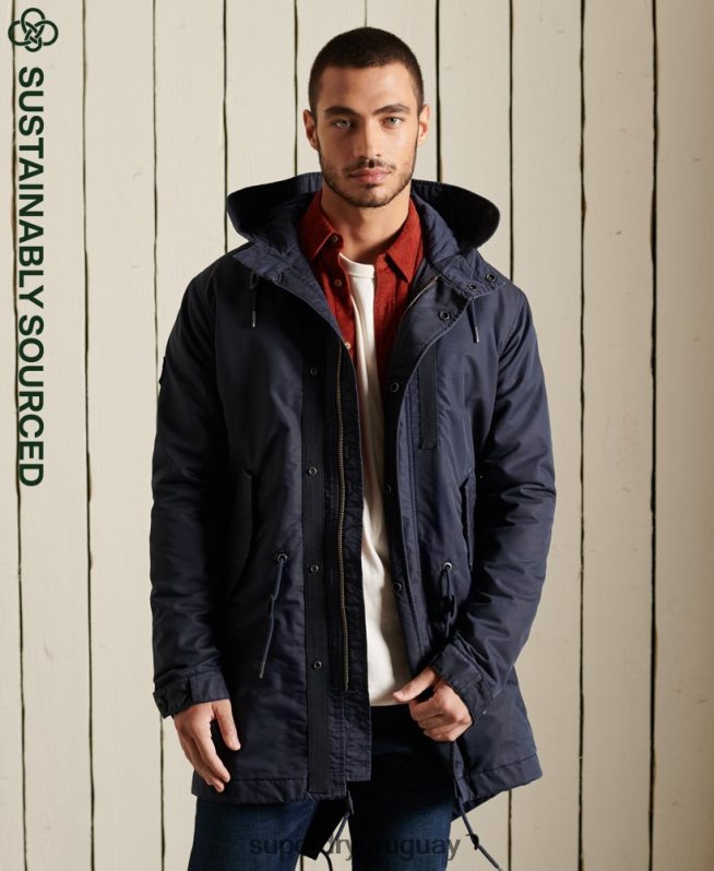 uy Superdry hombres parka militar con cola de pez azul DT2N8Z4680 ropa