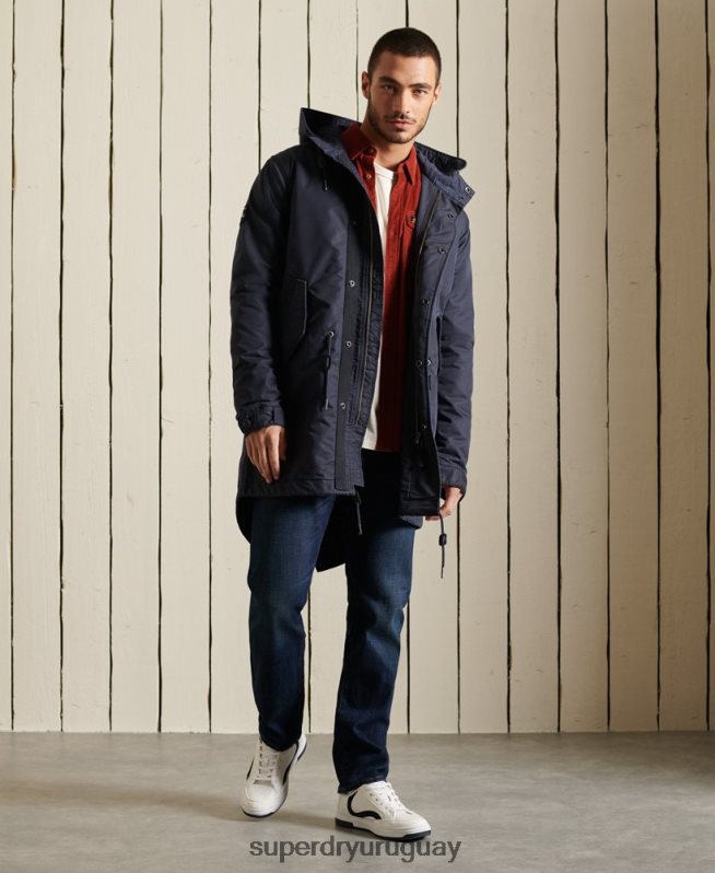 uy Superdry hombres parka militar con cola de pez azul DT2N8Z4680 ropa