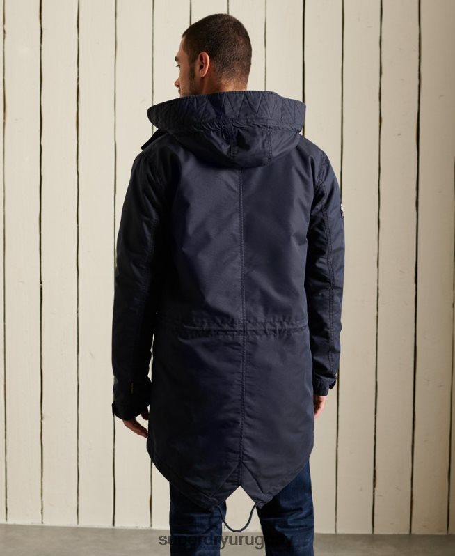 uy Superdry hombres parka militar con cola de pez azul DT2N8Z4680 ropa