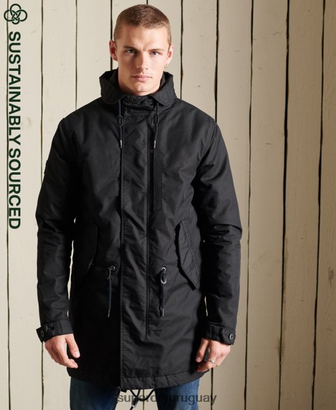 uy Superdry hombres parka militar con cola de pez gris oscuro DT2N8Z4687 ropa