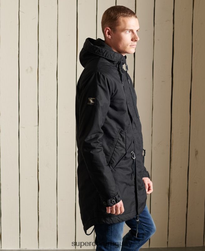 uy Superdry hombres parka militar con cola de pez gris oscuro DT2N8Z4687 ropa
