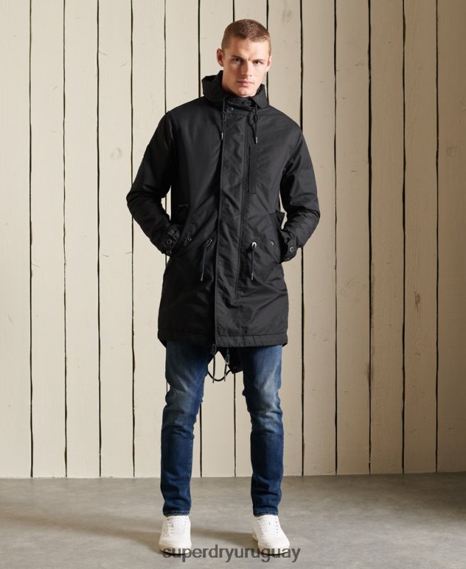 uy Superdry hombres parka militar con cola de pez gris oscuro DT2N8Z4687 ropa