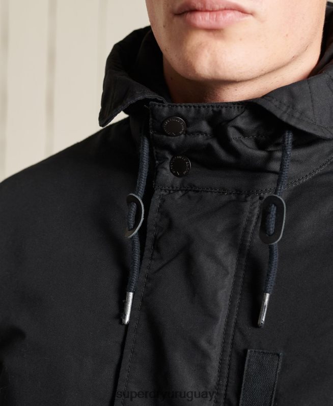 uy Superdry hombres parka militar con cola de pez gris oscuro DT2N8Z4687 ropa