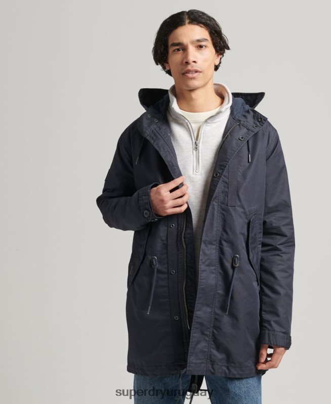uy Superdry hombres parka militar vintage fishatil azul DT2N8Z4715 ropa