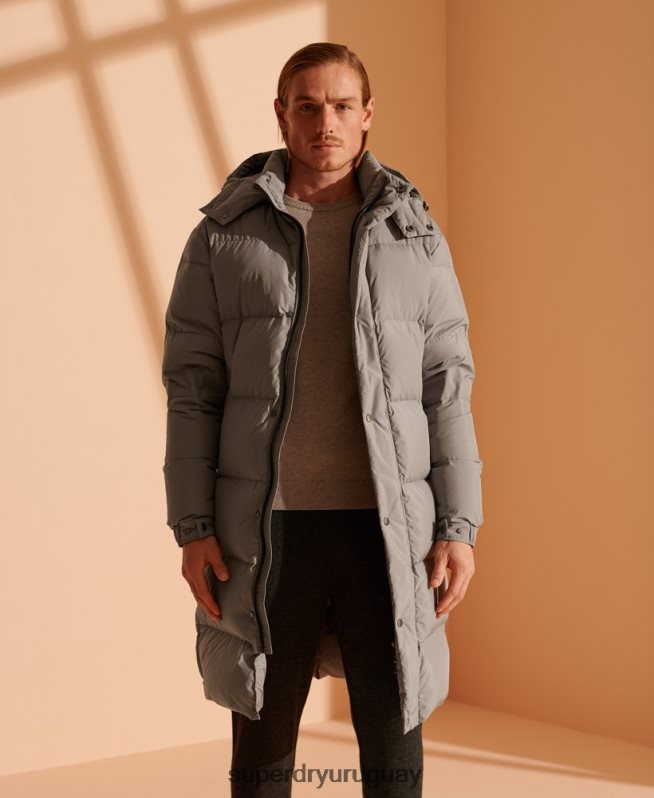 uy Superdry hombres plumífero reciclado de edición limitada gris claro DT2N8Z4720 ropa