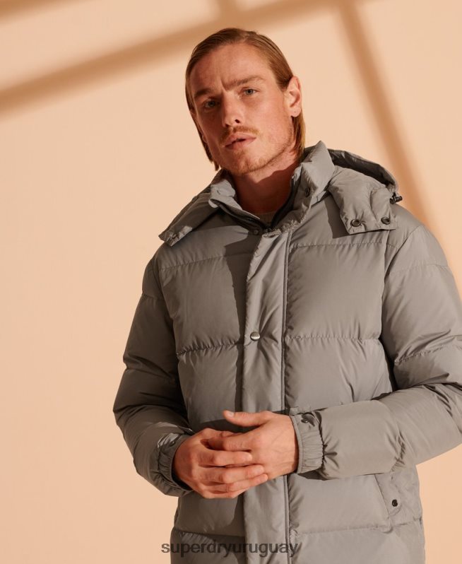 uy Superdry hombres plumífero reciclado de edición limitada gris claro DT2N8Z4720 ropa