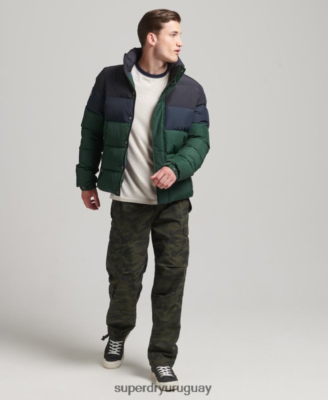 uy Superdry hombres puffer cb retro vintage verde DT2N8Z4471 ropa