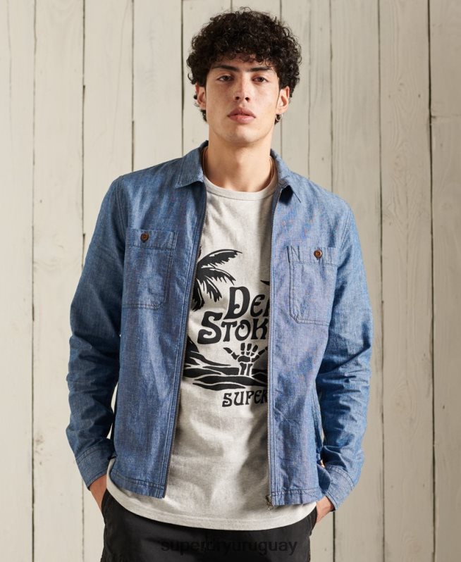 uy Superdry hombres sobrecamisa de rompeolas azul DT2N8Z4786 ropa