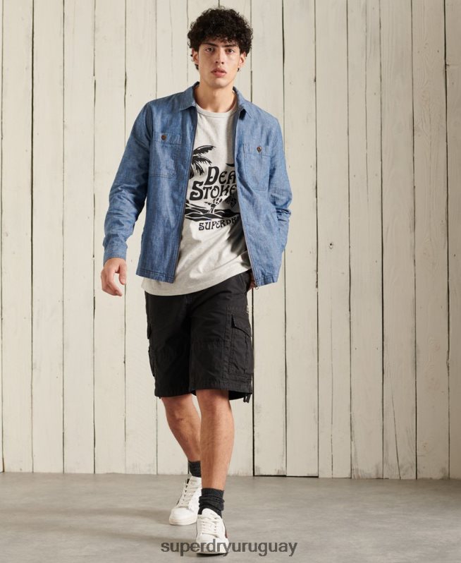 uy Superdry hombres sobrecamisa de rompeolas azul DT2N8Z4786 ropa