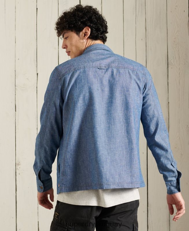 uy Superdry hombres sobrecamisa de rompeolas azul DT2N8Z4786 ropa