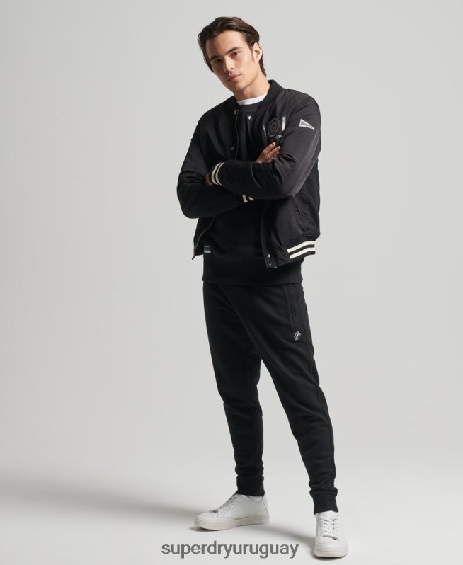 uy Superdry hombres Joggers Code Essential de algodón orgánico negro DT2N8Z6486 ropa