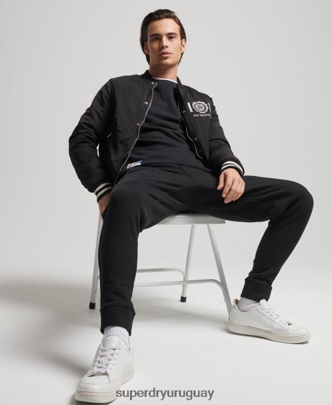 uy Superdry hombres Joggers Code Essential de algodón orgánico negro DT2N8Z6486 ropa
