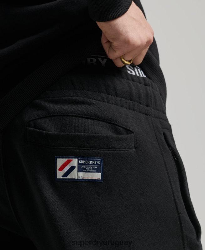 uy Superdry hombres Joggers Code Essential de algodón orgánico negro DT2N8Z6486 ropa