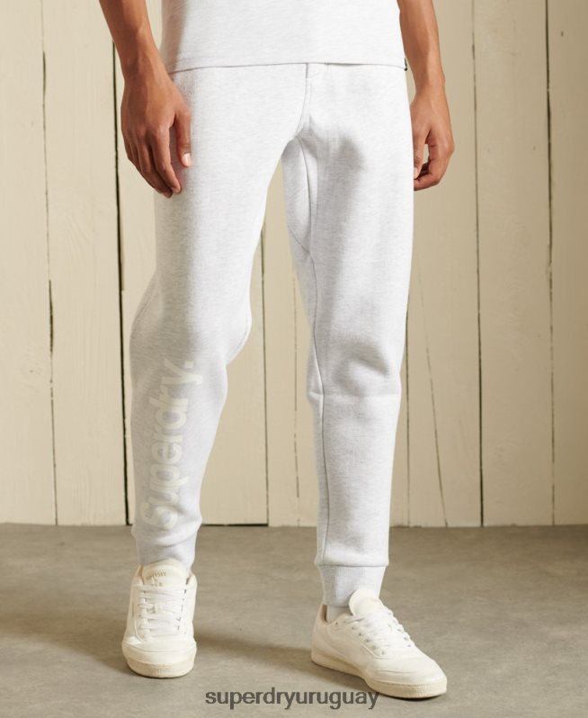 uy Superdry hombres joggers cepillados con logo central gris claro DT2N8Z6445 ropa