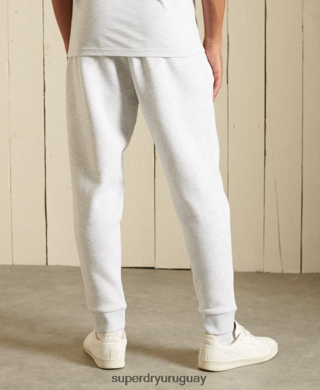 uy Superdry hombres joggers cepillados con logo central gris claro DT2N8Z6445 ropa
