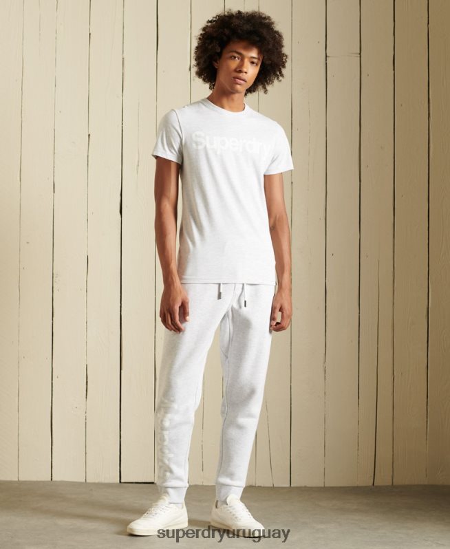 uy Superdry hombres joggers cepillados con logo central gris claro DT2N8Z6445 ropa