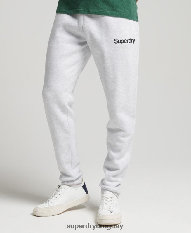 uy Superdry hombres joggers clásicos con logo central gris claro DT2N8Z6422 ropa