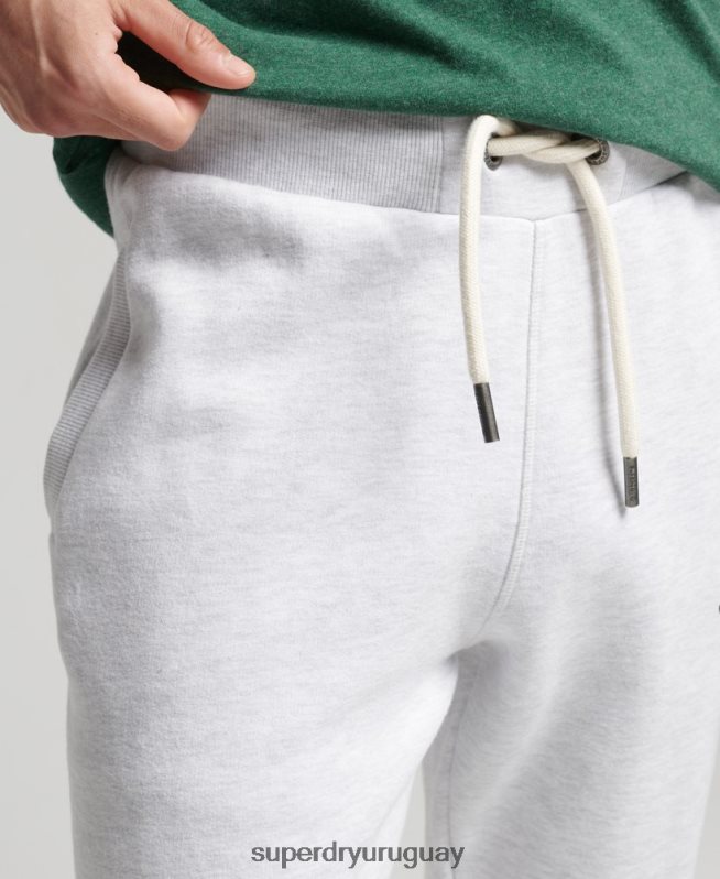 uy Superdry hombres joggers clásicos con logo central gris claro DT2N8Z6422 ropa