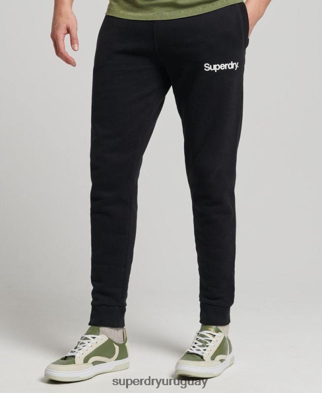 uy Superdry hombres joggers clásicos con logo central negro DT2N8Z6441 ropa
