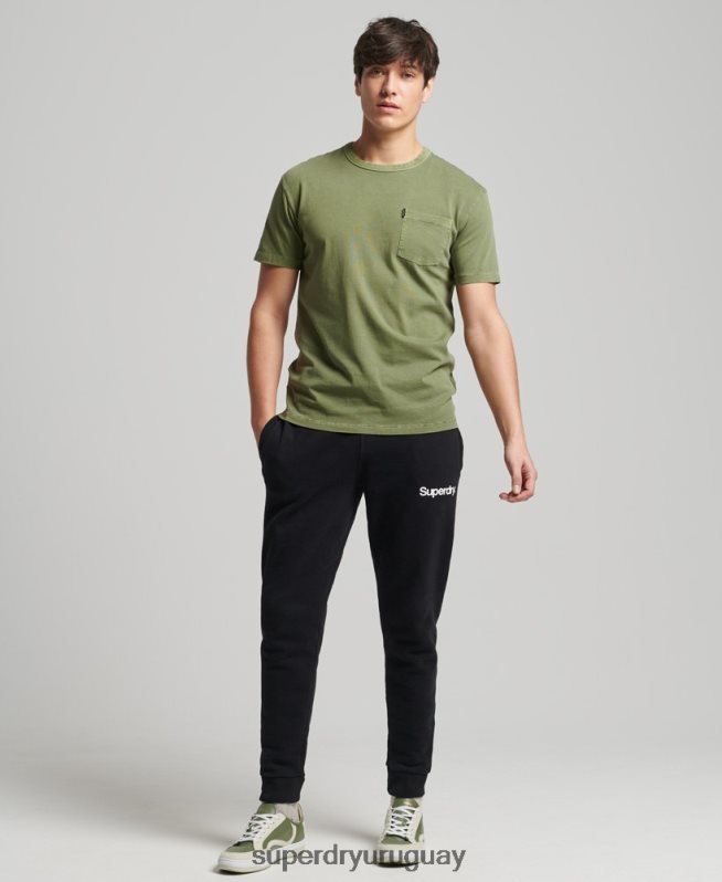 uy Superdry hombres joggers clásicos con logo central negro DT2N8Z6441 ropa
